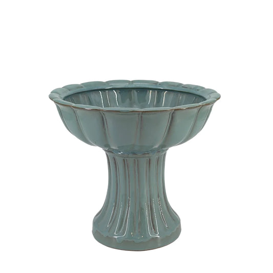Ceramic Bird Bath Bowl Blue 25cm