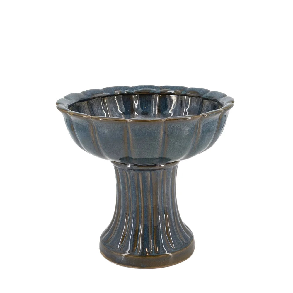 Ceramic Bird Bath Bowl Royal Blue 25cm