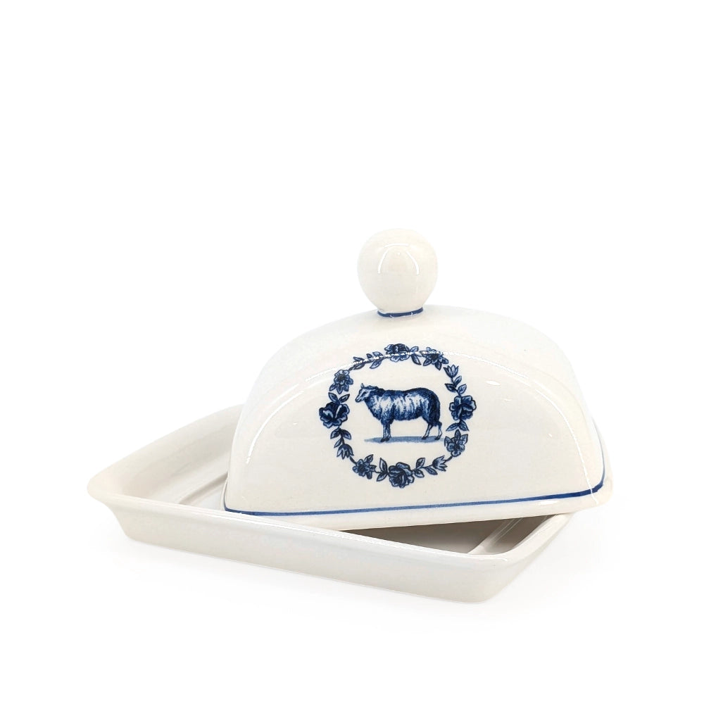 Farmhouse Ceramic Butter Dish Lamb
