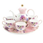Ceramic Tea Set On Spinning Tray Pink