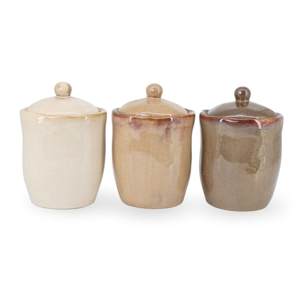 Rustic Ceramic Sugar Tea Coffee Jars