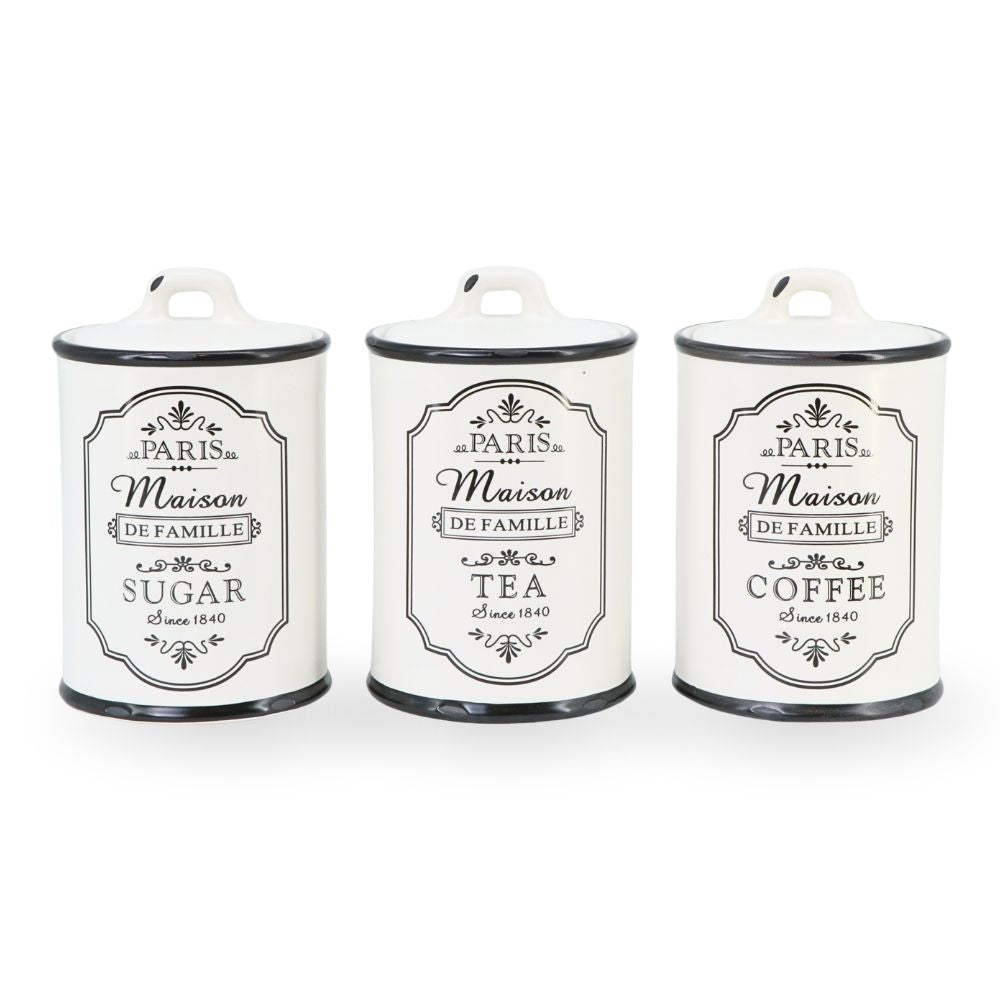 White Ceramic Sugar Tea Coffee Jars