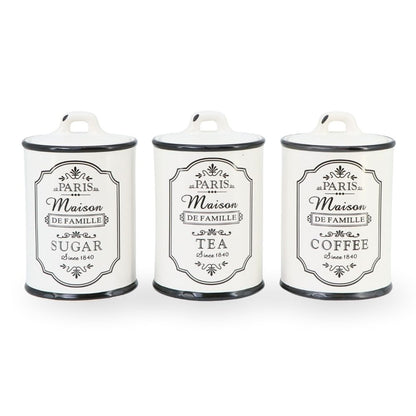 White Ceramic Sugar Tea Coffee Jars