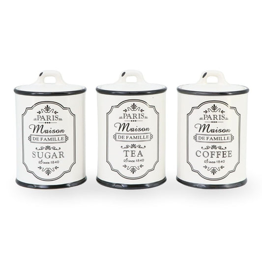 White Ceramic Sugar Tea Coffee Jars