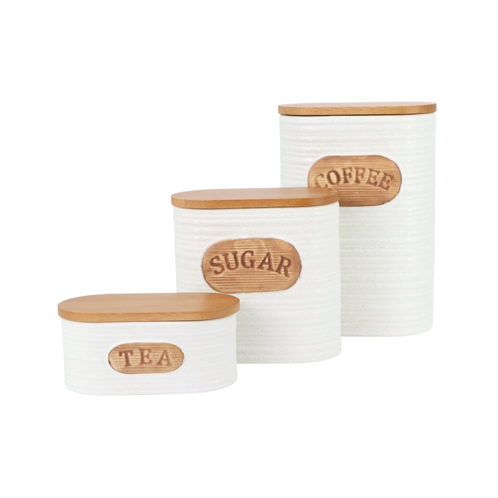 White Ceramic Sugar Tea Coffee Jars