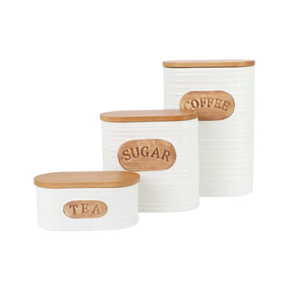 White Ceramic Sugar Tea Coffee Jars