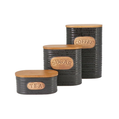 Black Ceramic Sugar Tea Coffee Jars