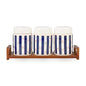 3 Pcs Ceramic Jars w/ Wooden Stand Blue