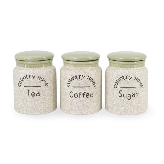Green Country Ceramic Sugar Tea Coffee Jars