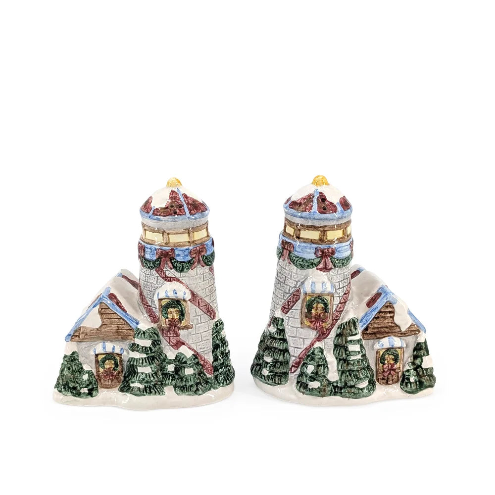 Ceramic Christmas House Salt & Pepper Shaker Set