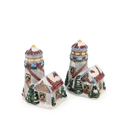 Ceramic Christmas House Salt & Pepper Shaker Set
