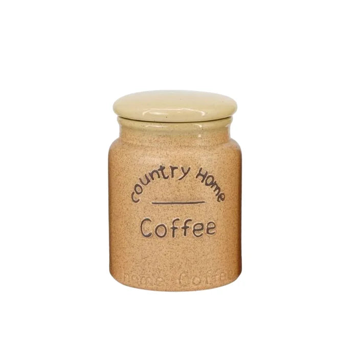 Beige Country Ceramic Sugar Tea Coffee Jars