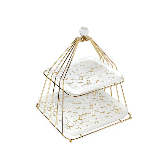 Ceramic Dessert Stand Two Layer White