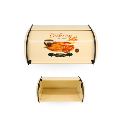 Beige Enamel Metal Bread Box