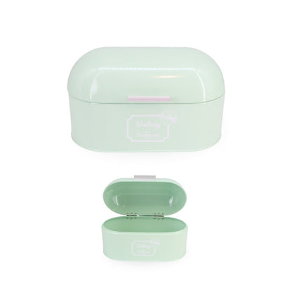 Green Enamel Metal Bread Box