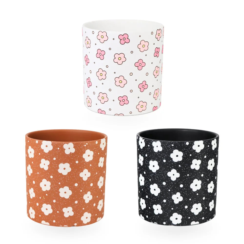 Ceramic Planter Floral 17cm