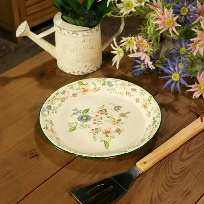 Enamel Metal Tray Round Floral 30cm