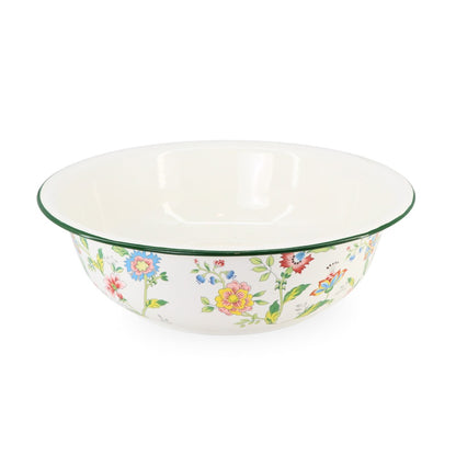 Enamel Metal Floral Basin Bowl 40cm