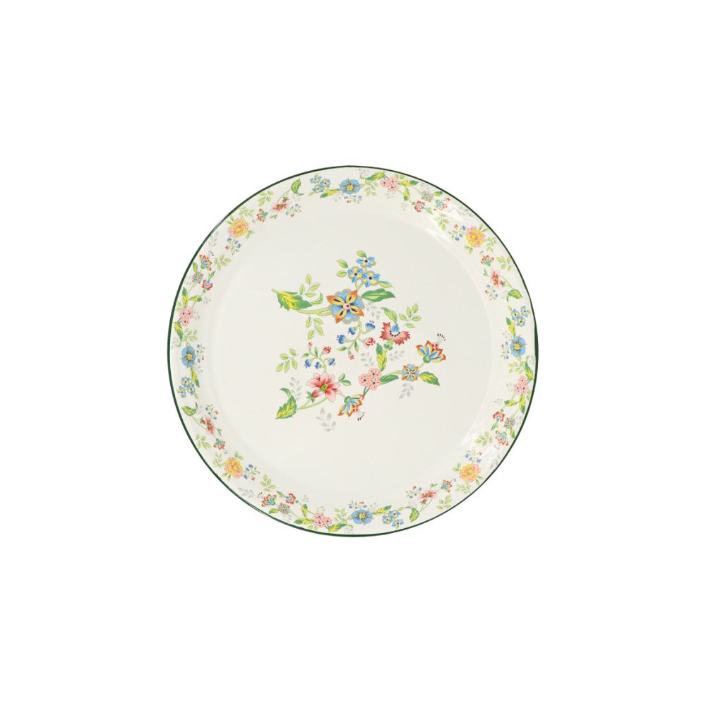 Enamel Metal Tray Round Floral 35cm