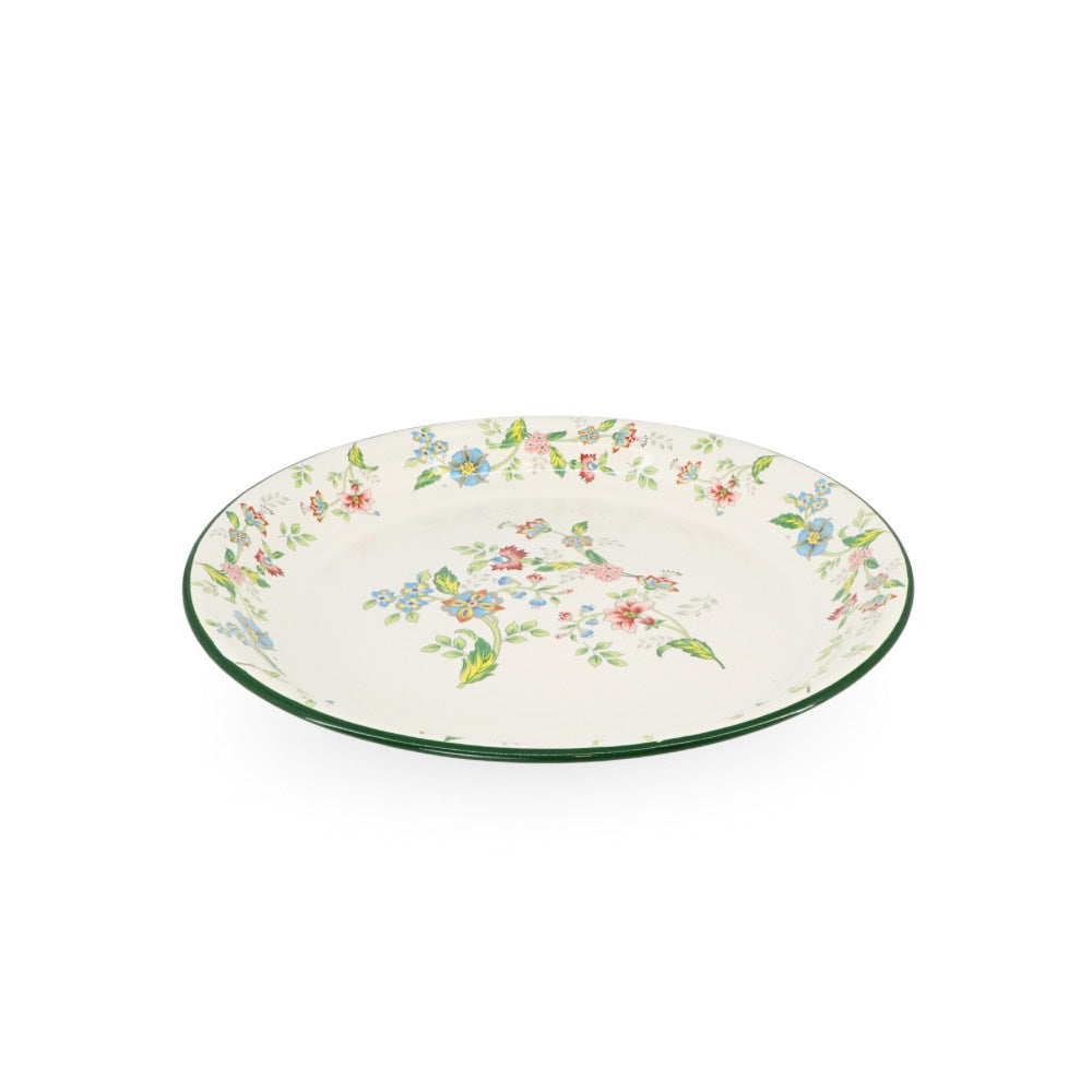 Enamel Metal Tray Round Floral 35cm