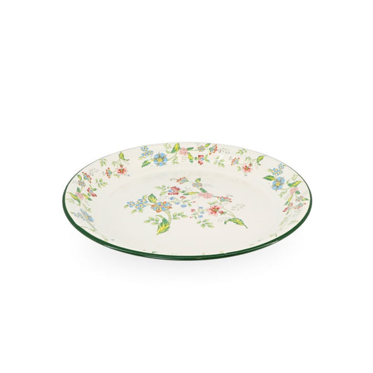 Enamel Metal Tray Round Floral 35cm
