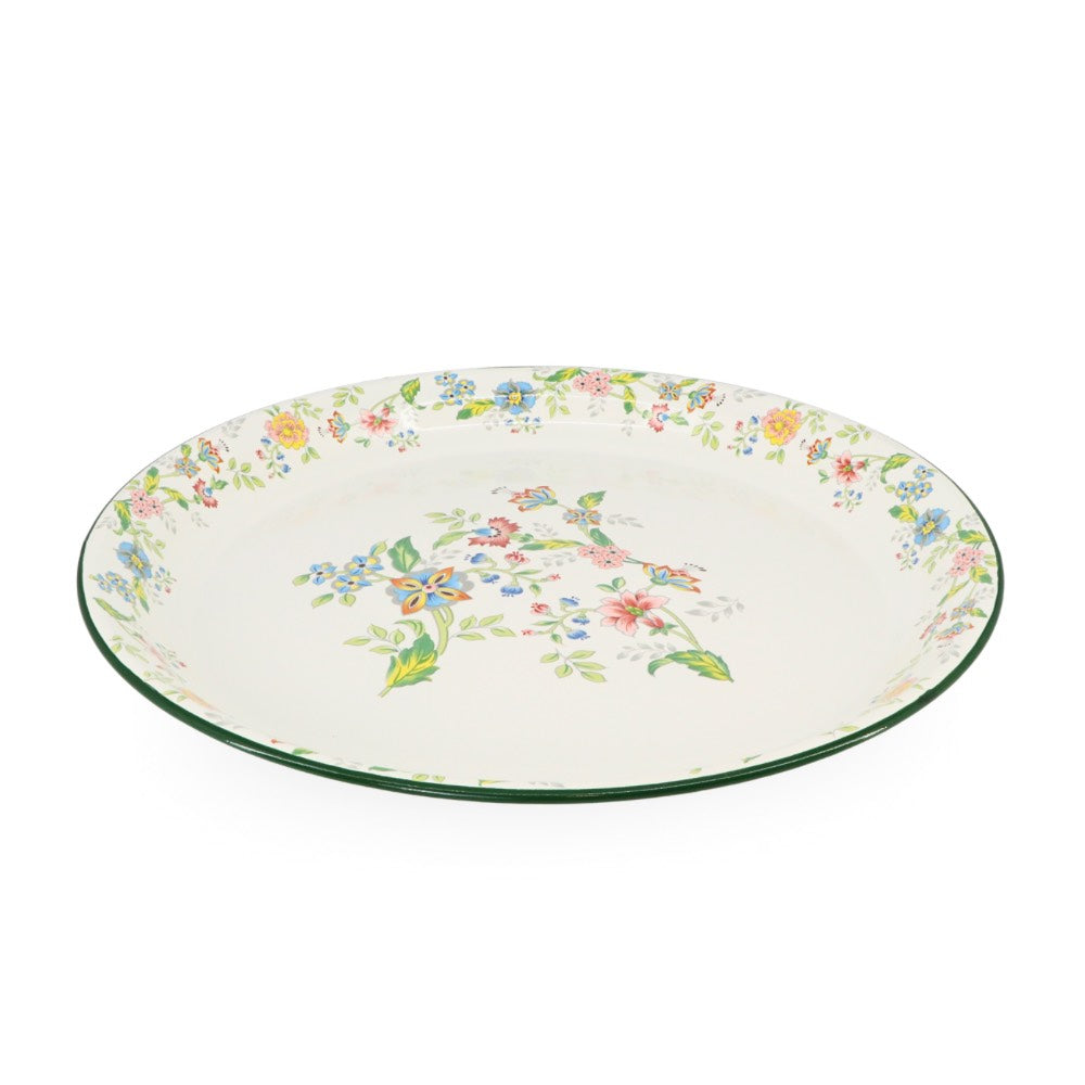 Enamel Metal Tray Round Floral 40cm