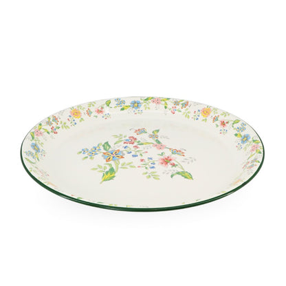Enamel Metal Tray Round Floral 40cm