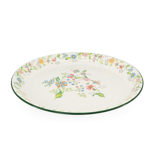 Enamel Metal Tray Round Floral 40cm
