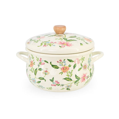 Vintage Floral Enamel Cooking Pot 26cm