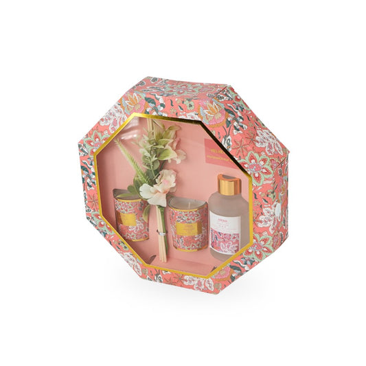 Diffuser & Candles Set w/ Flower Velvet Rose