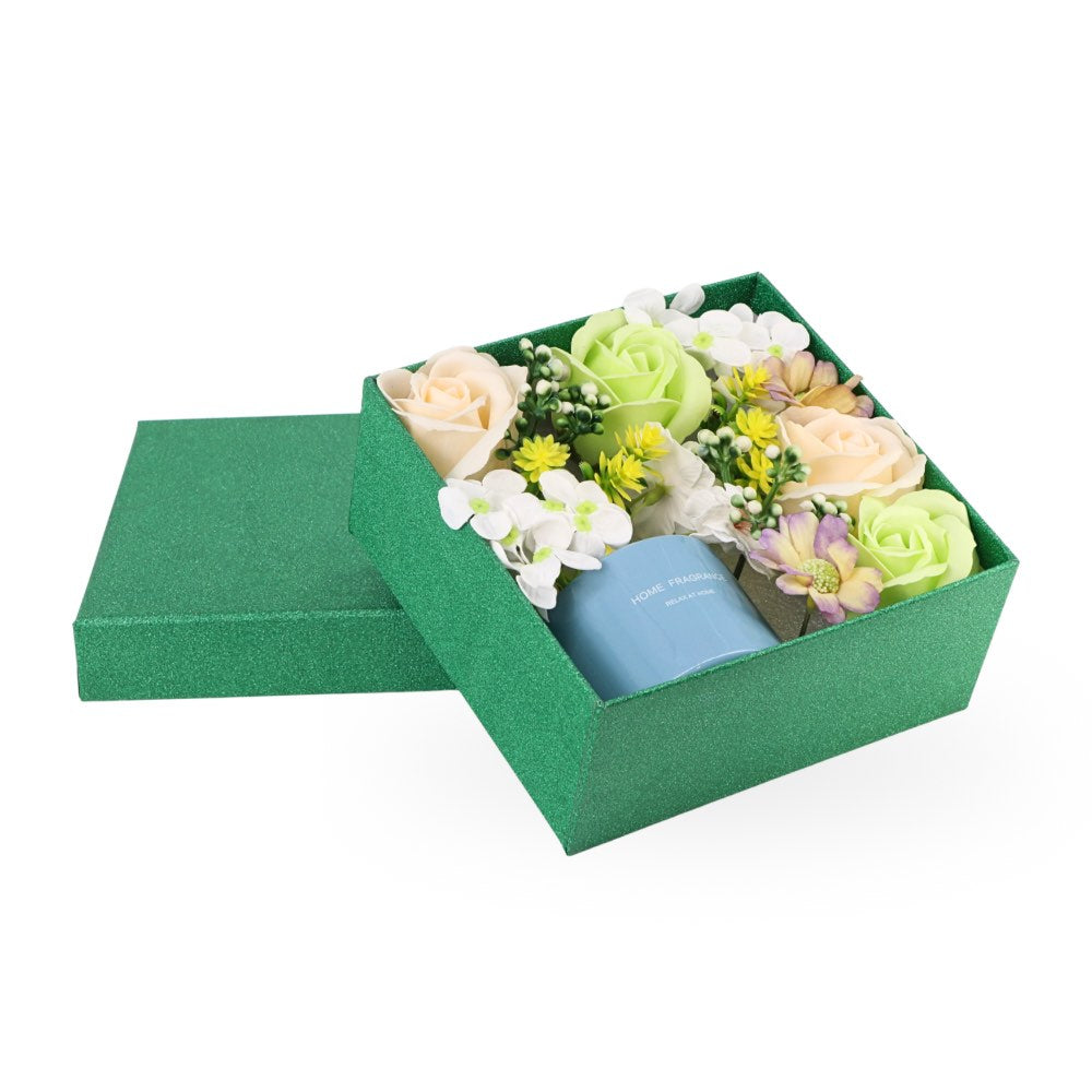 Diffuser & Soap Flowers Gift Set Green