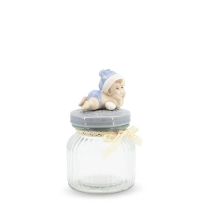 Glass Canister w/ Lid Baby Small Blue