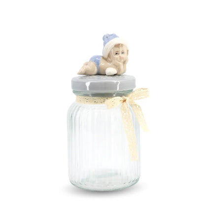 Glass Canister w/ Lid Baby Medium Blue