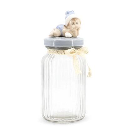 Glass Canister w/ Lid Baby Large Blue