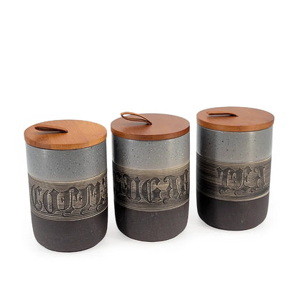 Ceramic Sugar, Coffee & Tea Canisters Gray