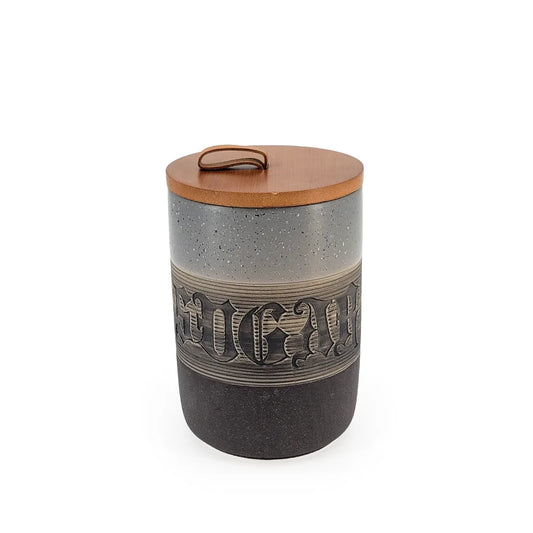 Ceramic Sugar, Coffee & Tea Canisters Gray