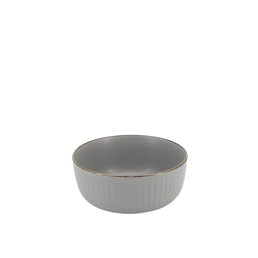 Ceramic Dinner Set Gray w/ Gold Trim