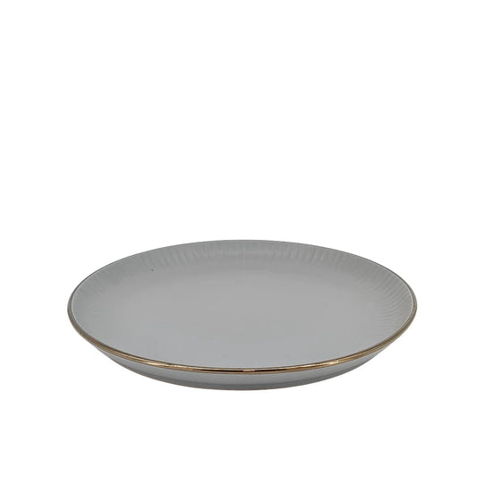 Ceramic Dinner Set Gray w/ Gold Trim