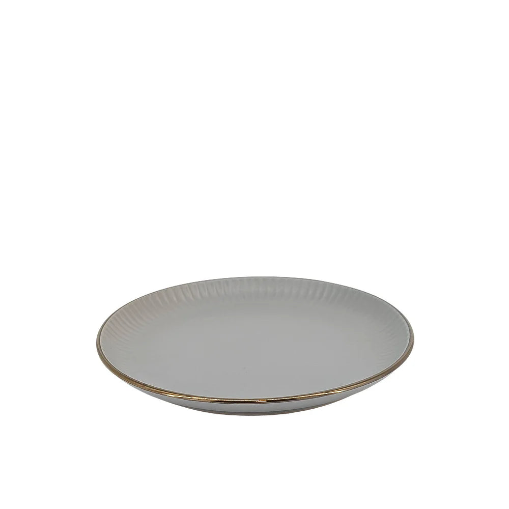 Ceramic Dinner Set Gray w/ Gold Trim