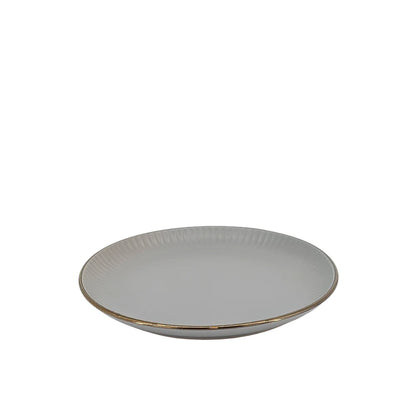 Ceramic Dinner Set Gray w/ Gold Trim