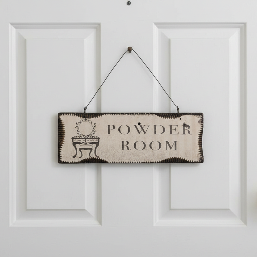 Wooden Powder Room Sign