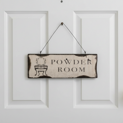 Wooden Powder Room Sign