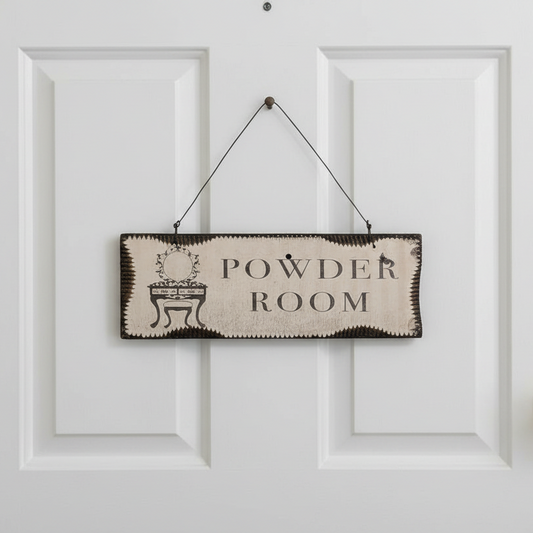 Wooden Powder Room Sign