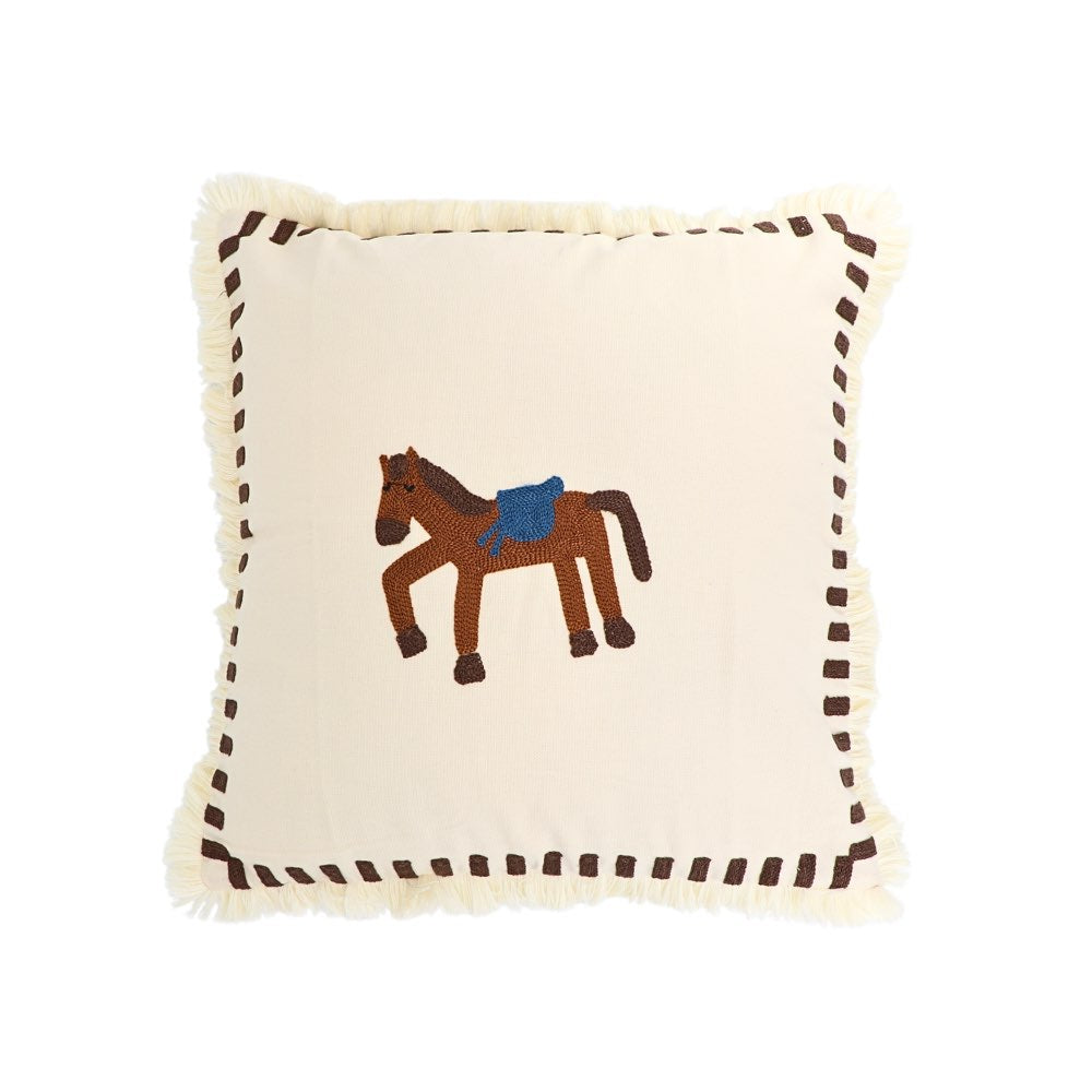 Cushion Case w/ Tassel Horse 45x45cm