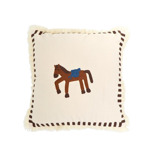 Cushion Case w/ Tassel Horse 45x45cm