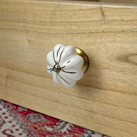 Ceramic Drawer Knob White & Gold