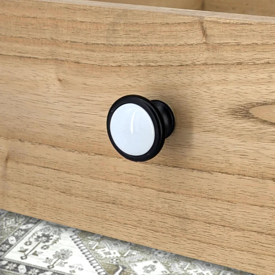 Steel Knob w/ White Ceramic