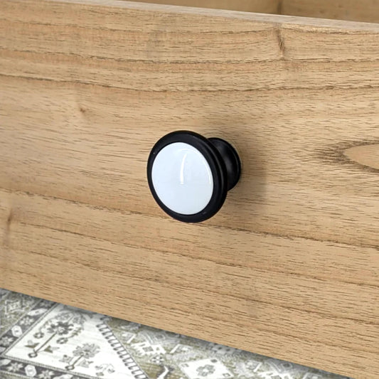 Steel Knob w/ White Ceramic