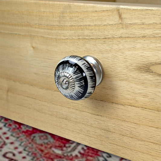 Ceramic Round Drawer Knob Black & White