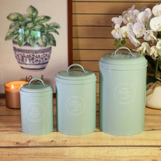 Blue Enamel Metal Sugar Coffee Tea Canister